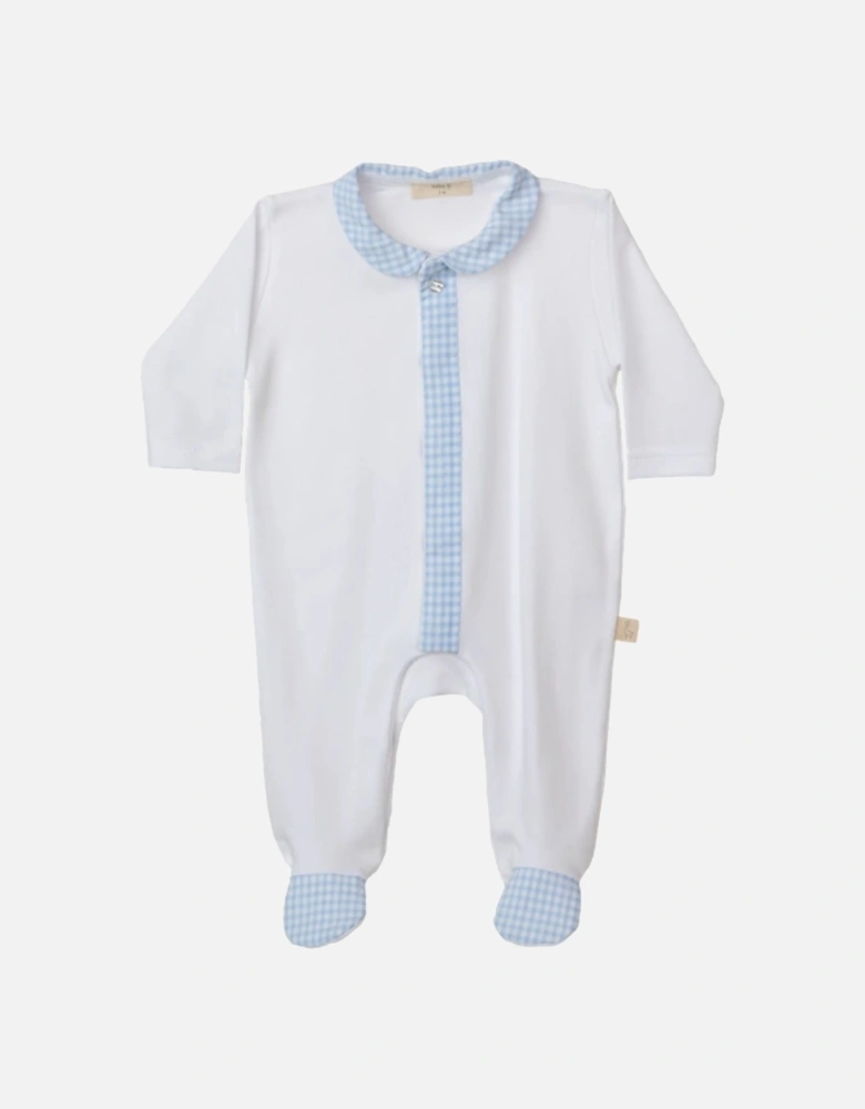 Cotton Blue Gingham Vichy Babygrow