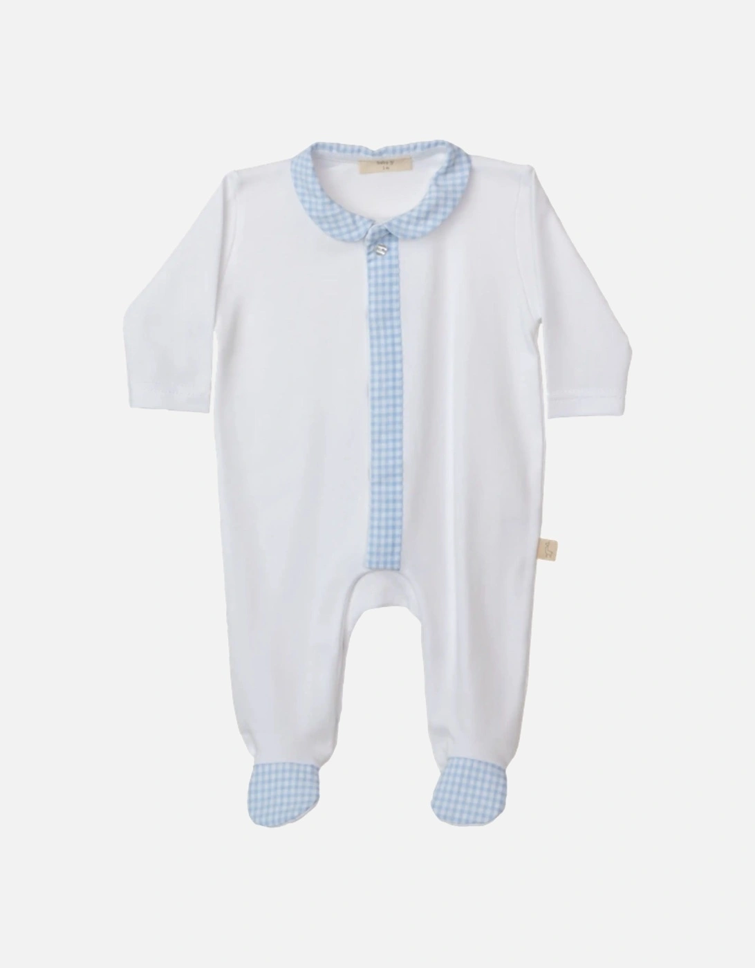 Cotton Blue Gingham Vichy Babygrow