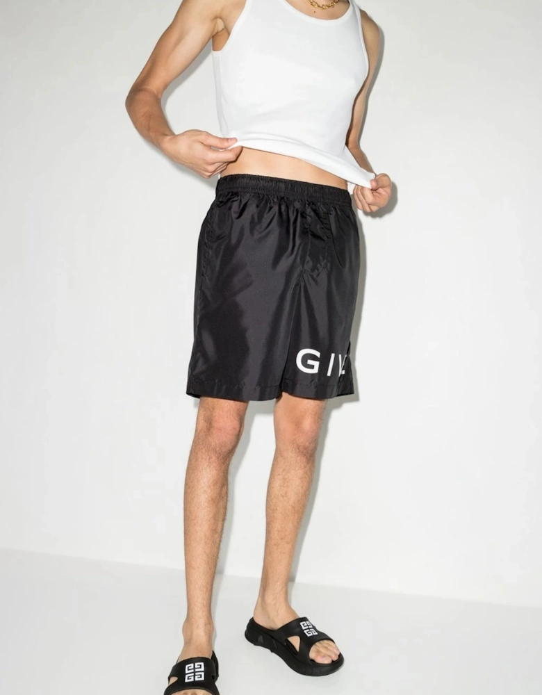 Logo Print Swim Shorts in Black