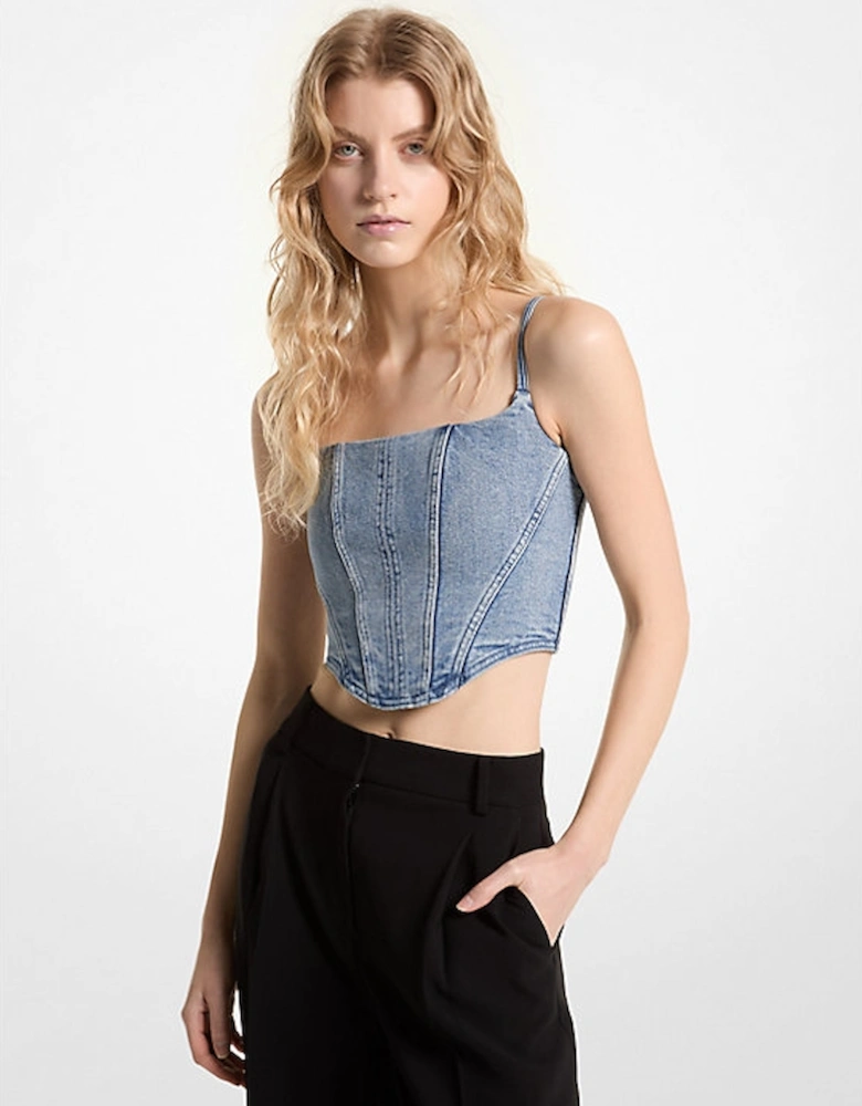 Stretch Denim Bustier Top