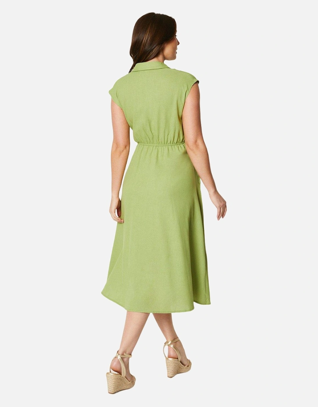 Womens/Ladies Belted Linen Blend Midi Dress