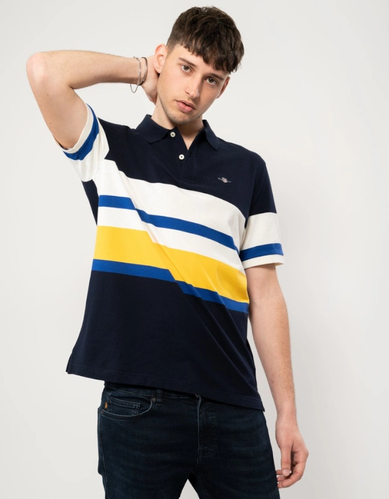 Mens Multistripe Washed Polo