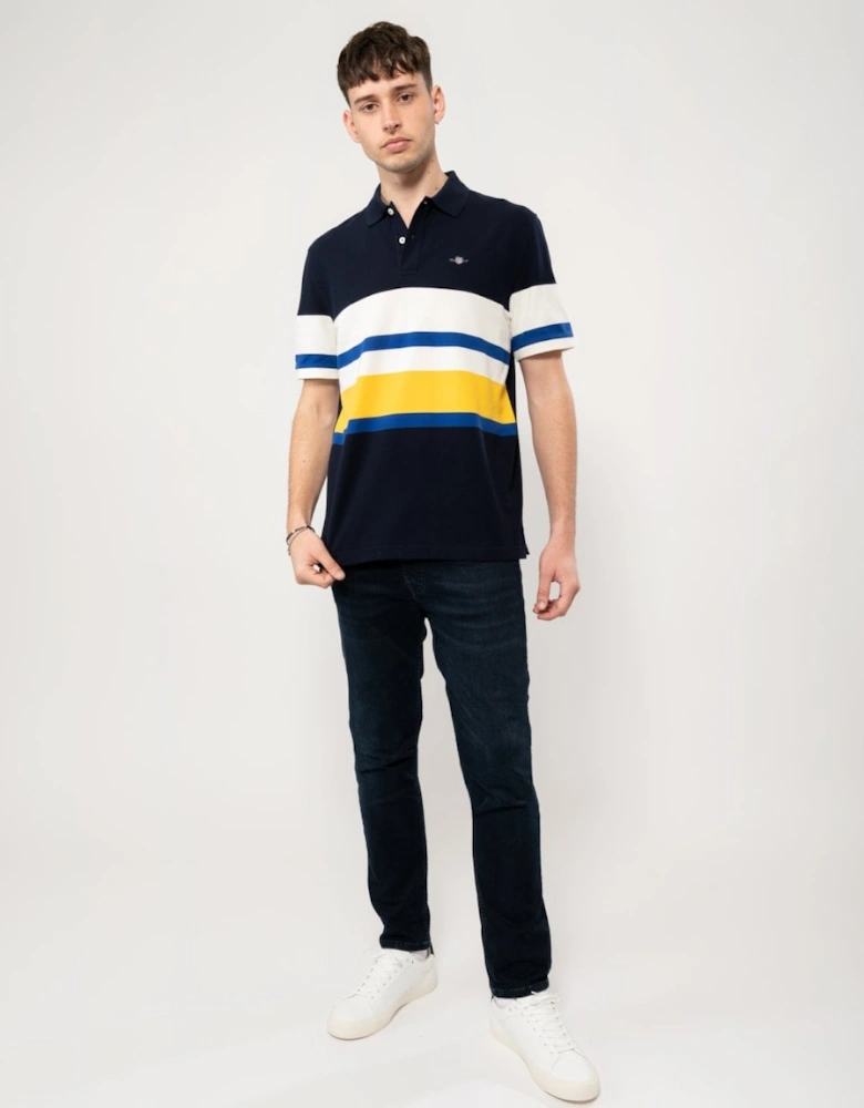 Mens Multistripe Washed Polo