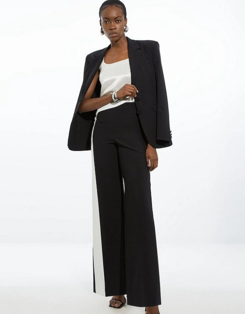 Clean Tailored Colour Block Wide Leg Trousers