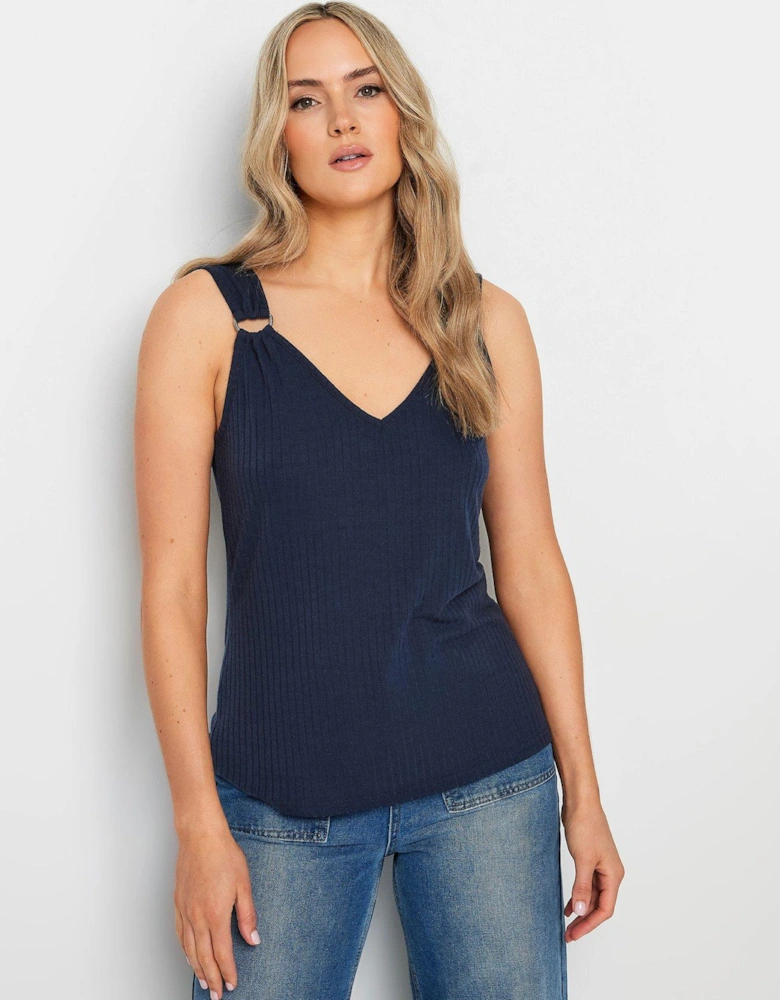 Tall V Neck Hardwear Rib Vest - Blue