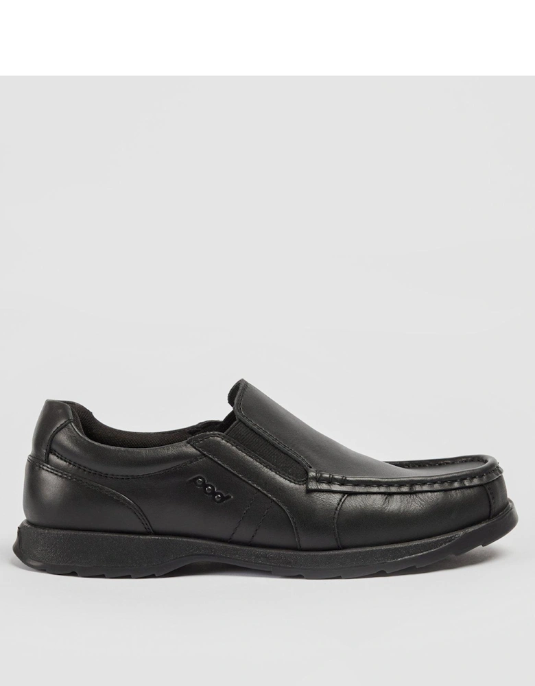 Nyle Black Leather Slip On School Shoe - Black