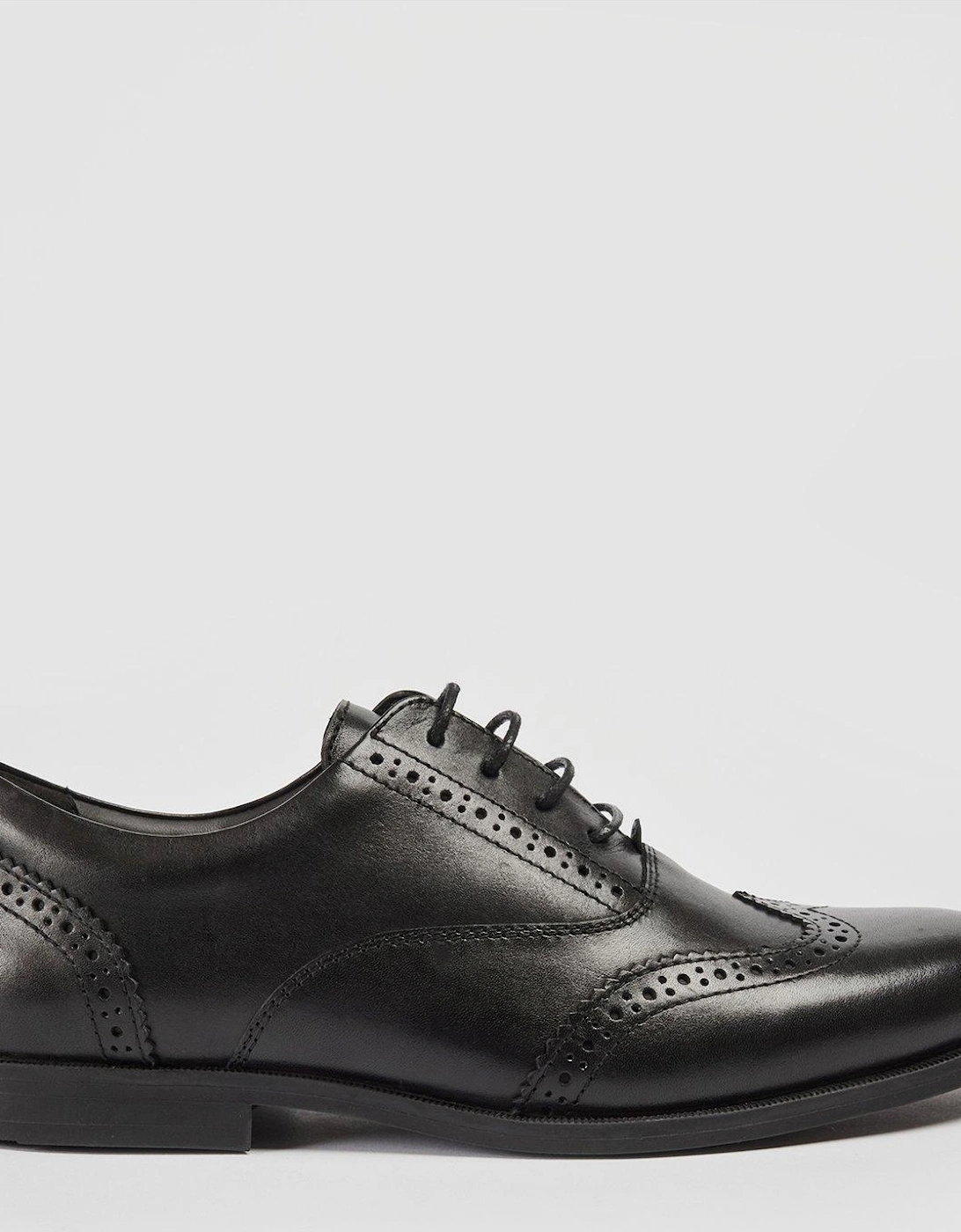 Lee Leather Lace Up Brogue School Shoe - Black, 7 of 6