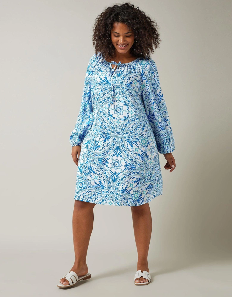 Tile Print Tunic Dress