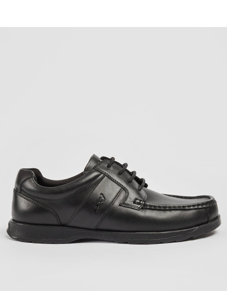 Logan Black Leather Lace Up School Shoe - Black