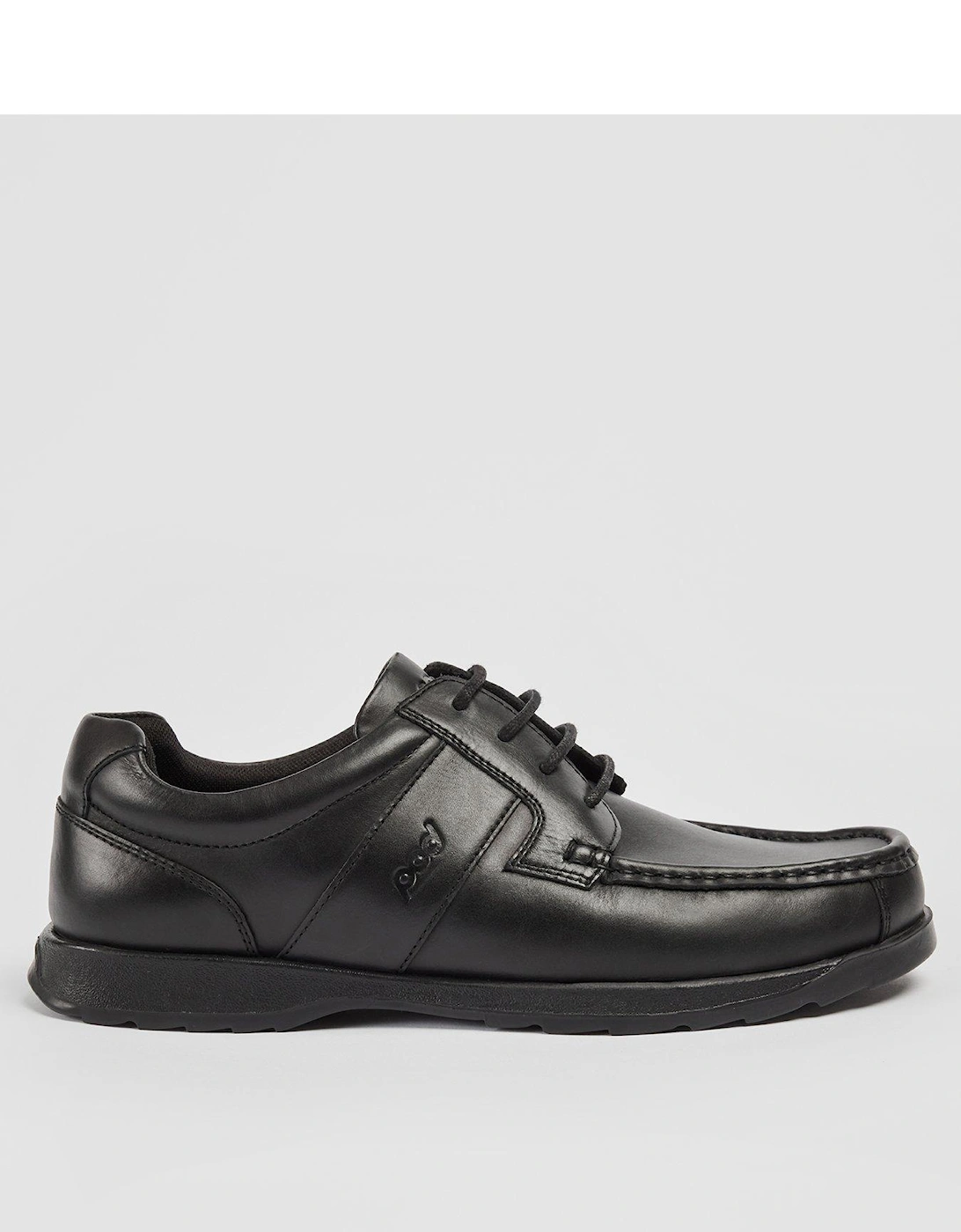 Logan Black Leather Lace Up School Shoe - Black, 7 of 6