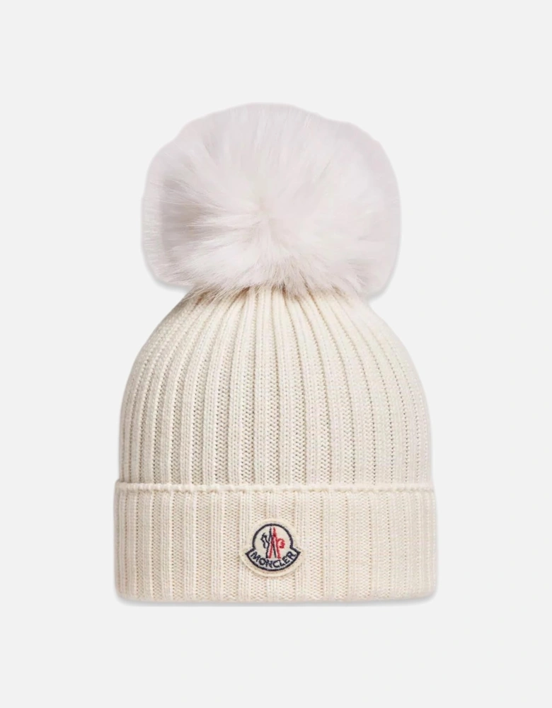 Kids Fur Wool Hat White