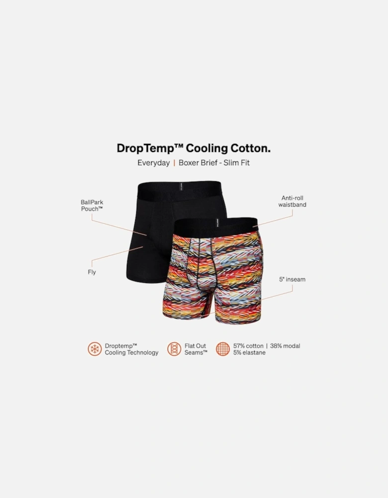 2-Pack DropTemp™ Cooling Cotton Boxer Briefs, Black/multi