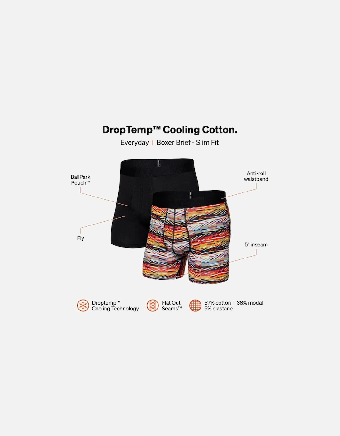 2-Pack DropTemp™ Cooling Cotton Boxer Briefs, Black/multi