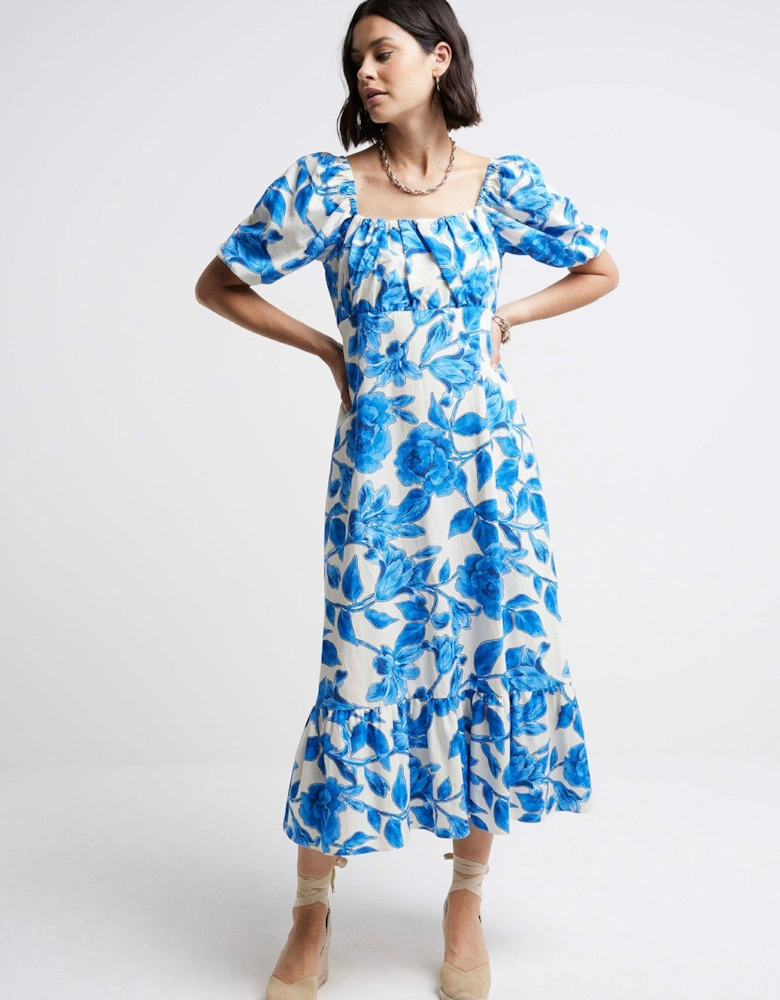 Milkmaid Midi Dress - Bright Blue