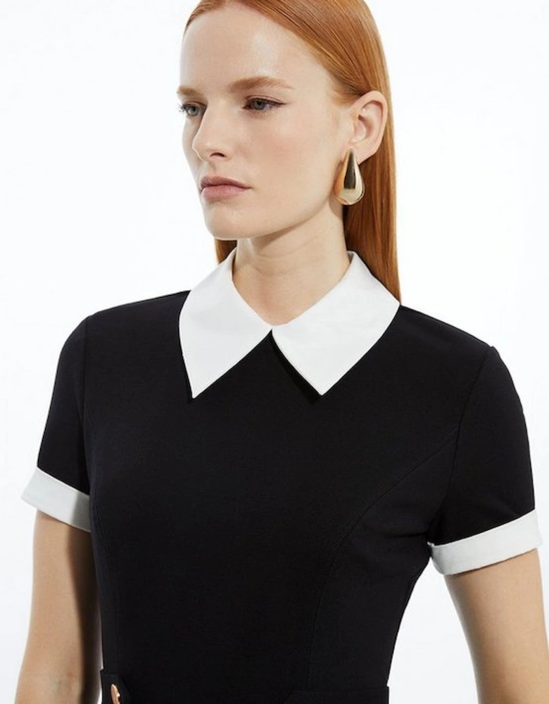 Jersey Cotton Poplin Pleated Mini Dress