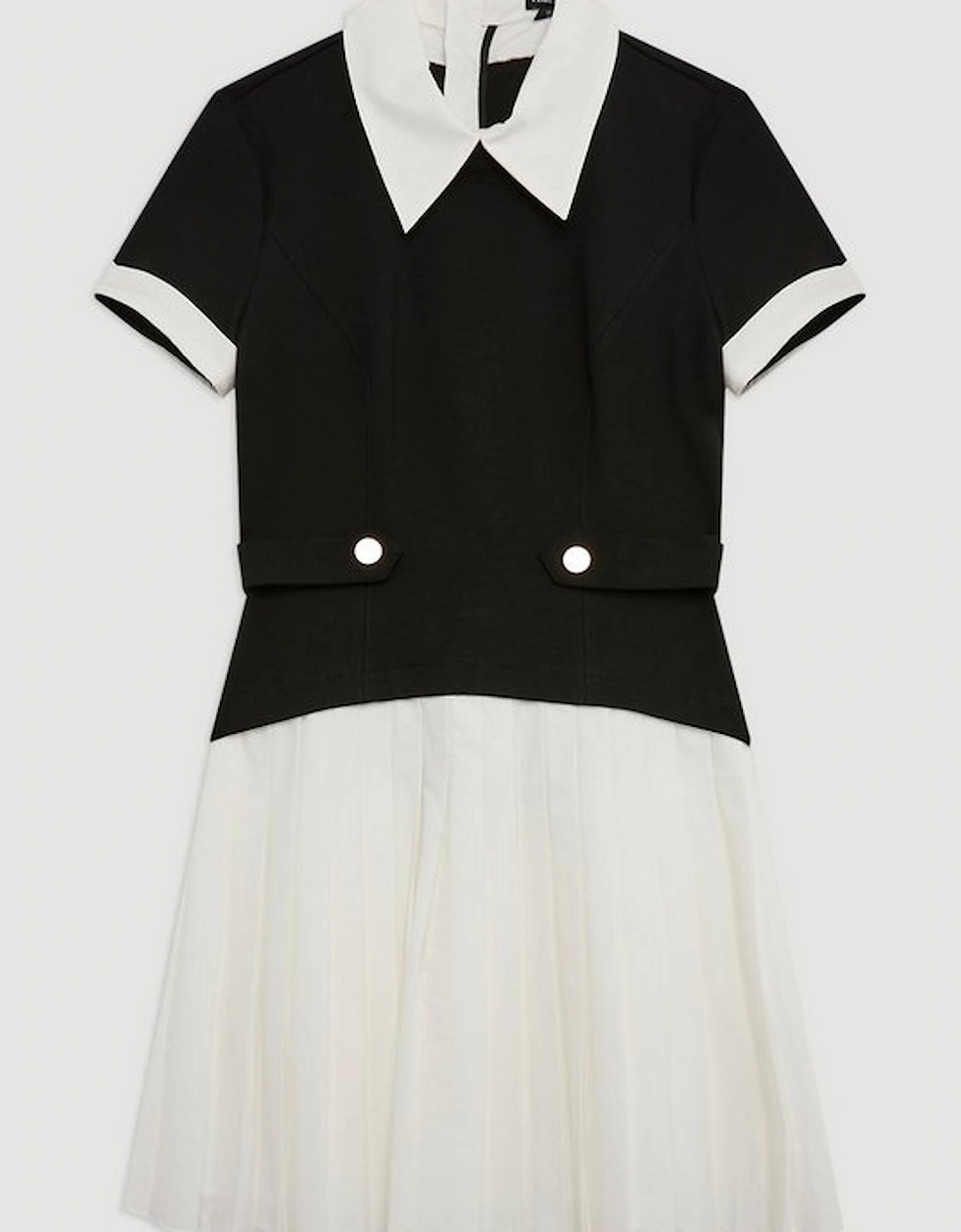 Jersey Cotton Poplin Pleated Mini Dress
