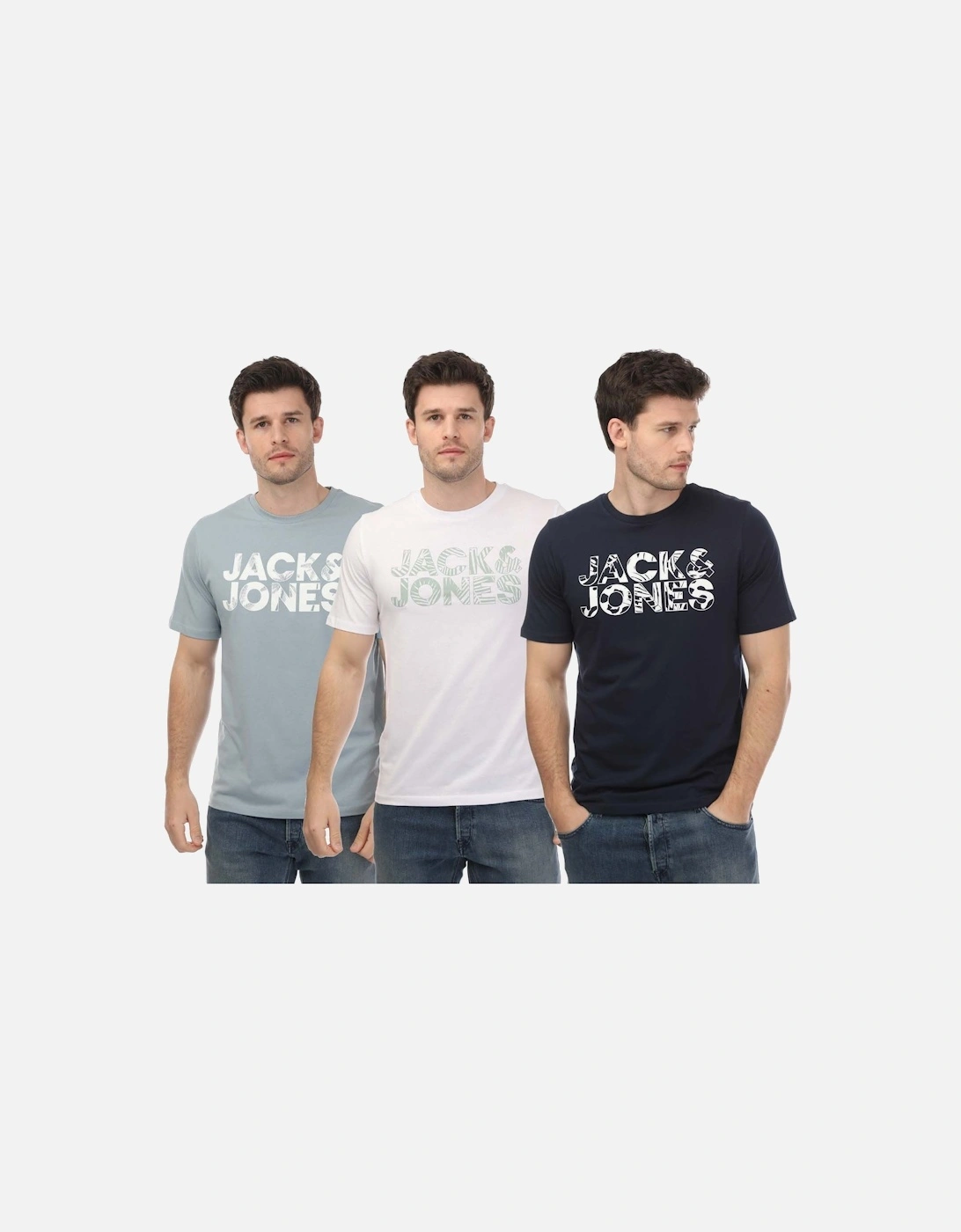 Mens Floral 3 Pack Crew T-Shirts