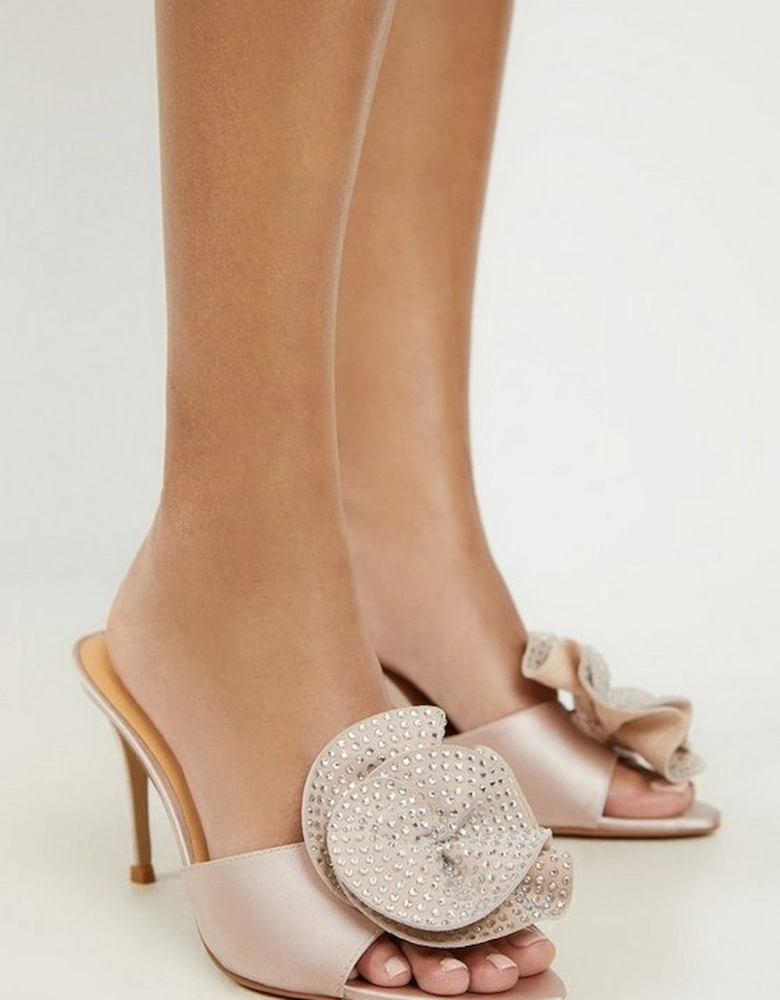 Flower Corsage Stiletto Heel Mule