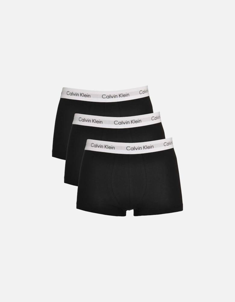 3-Pack Low-Rise Boxer Trunks, Black/white