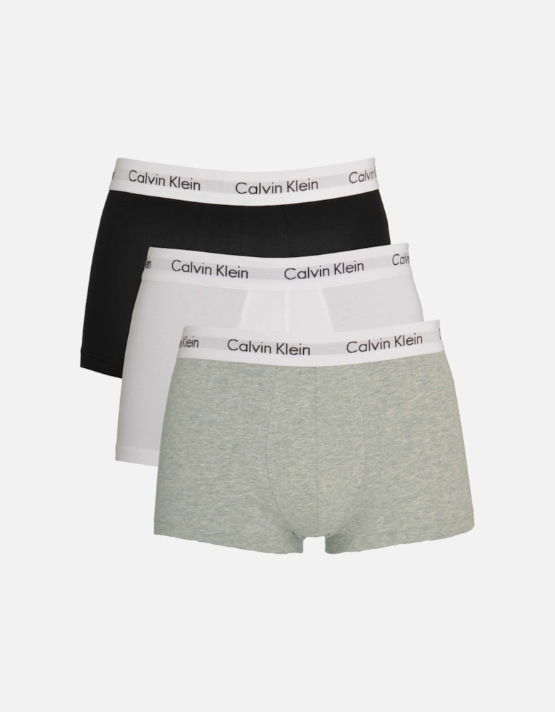 3 Pack Low Rise Trunks Underwear in Black White Grey