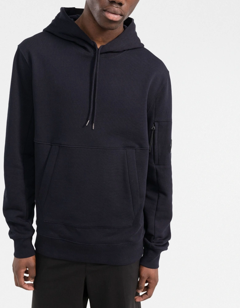 C.P Company Diagonal Raised Fleece Hoodie in Navy