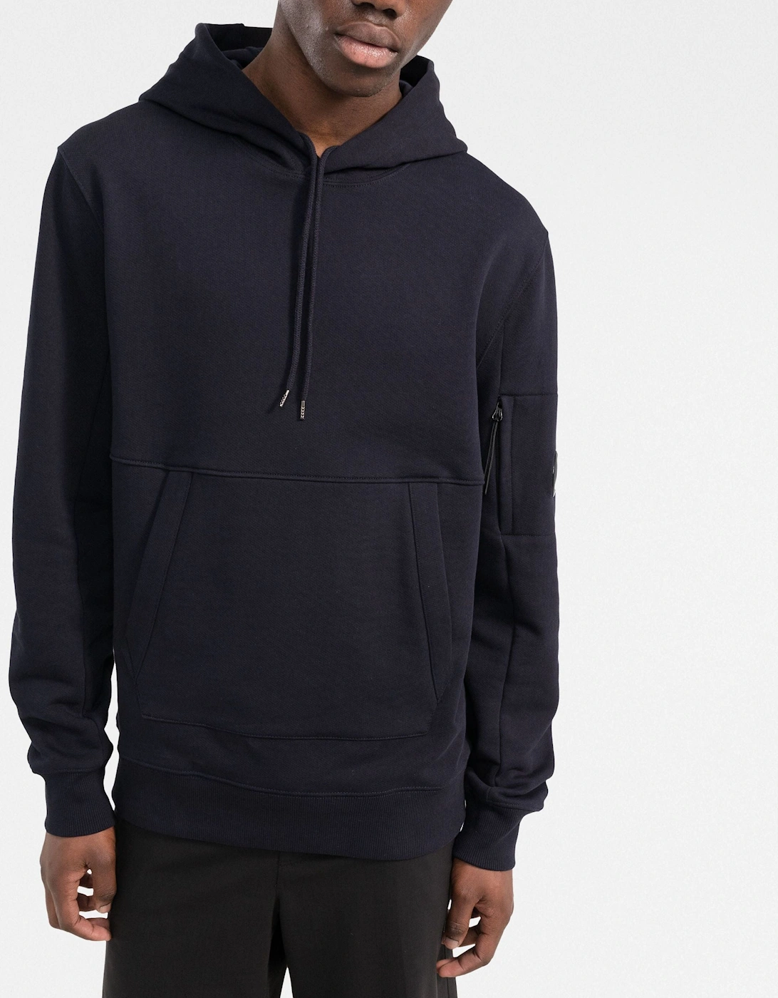 C.P Company Diagonal Raised Fleece Hoodie in Navy