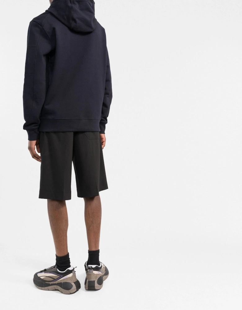 C.P Company Diagonal Raised Fleece Hoodie in Navy