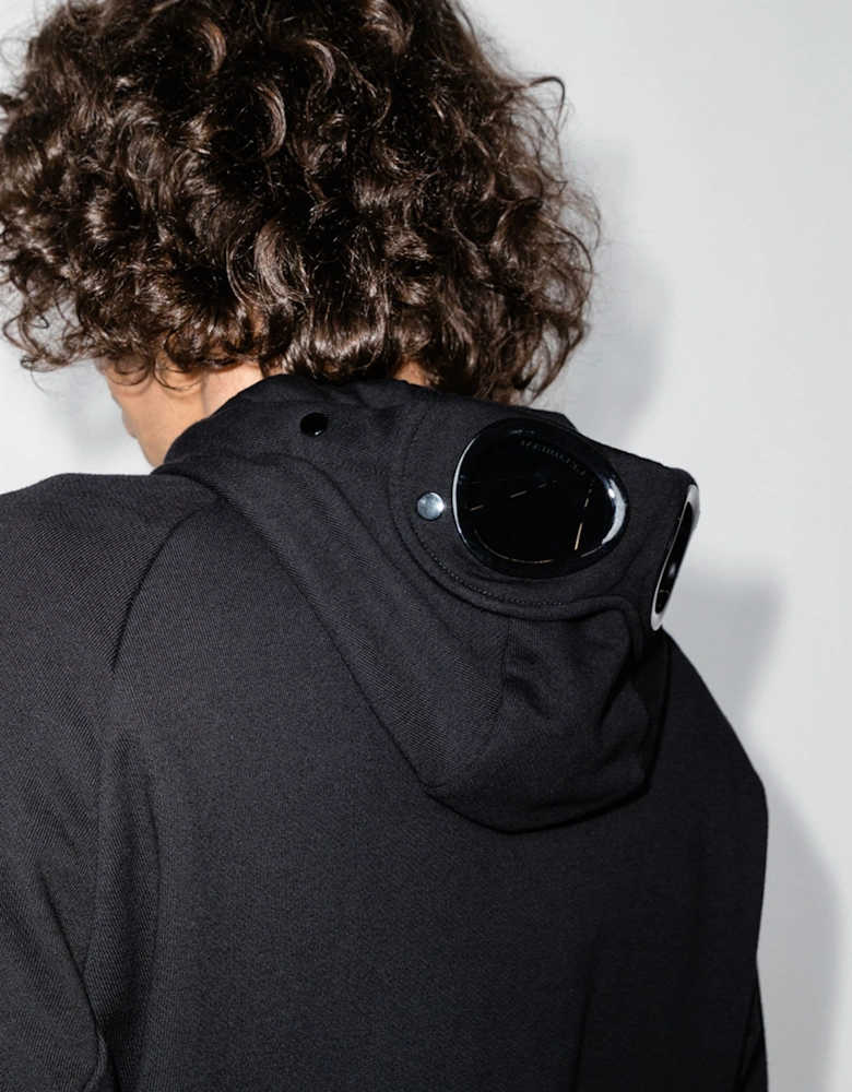 C.P. Company Diagonal Raised Fleece Goggle Jacket in Black