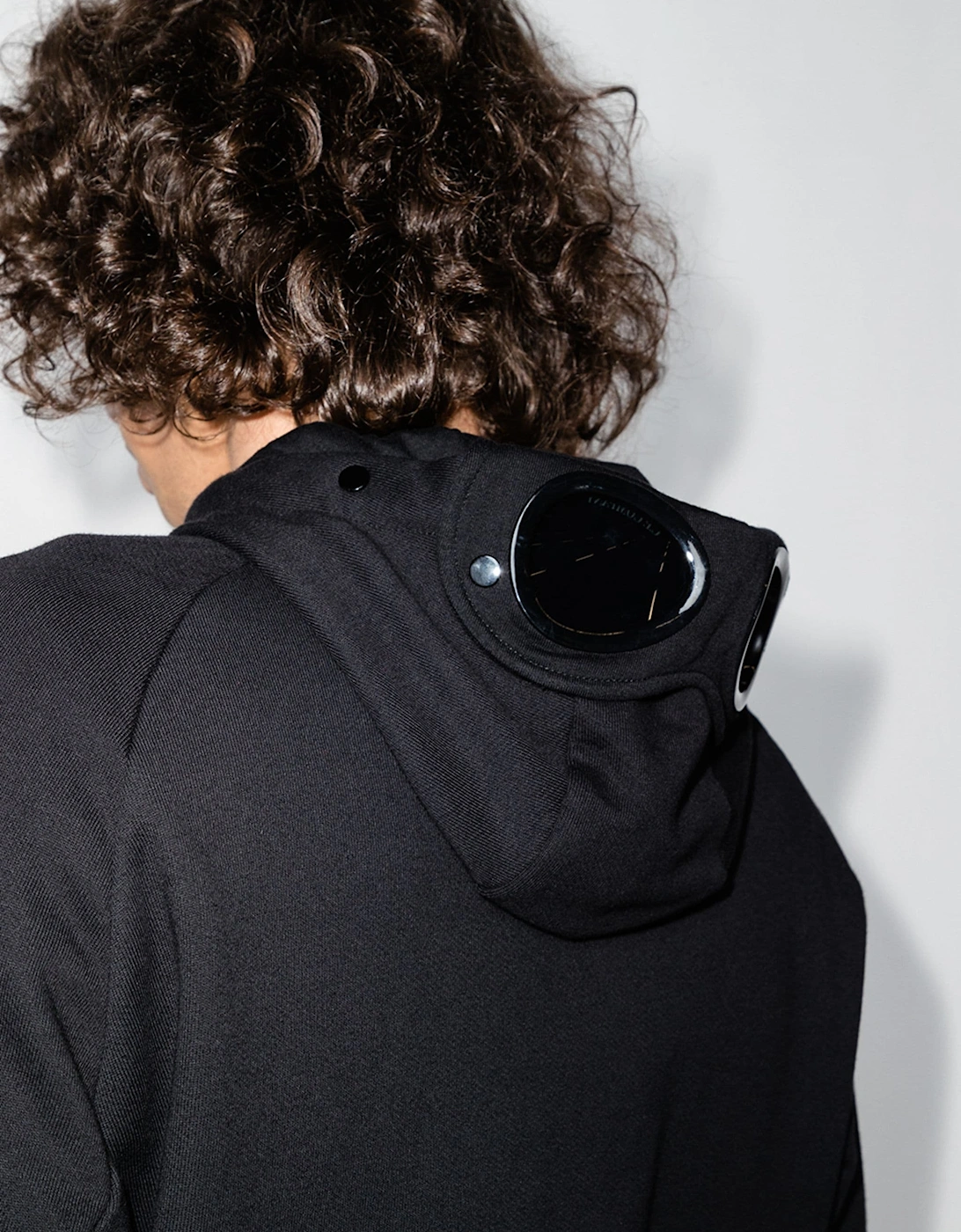 C.P. Company Diagonal Raised Fleece Goggle Jacket in Black