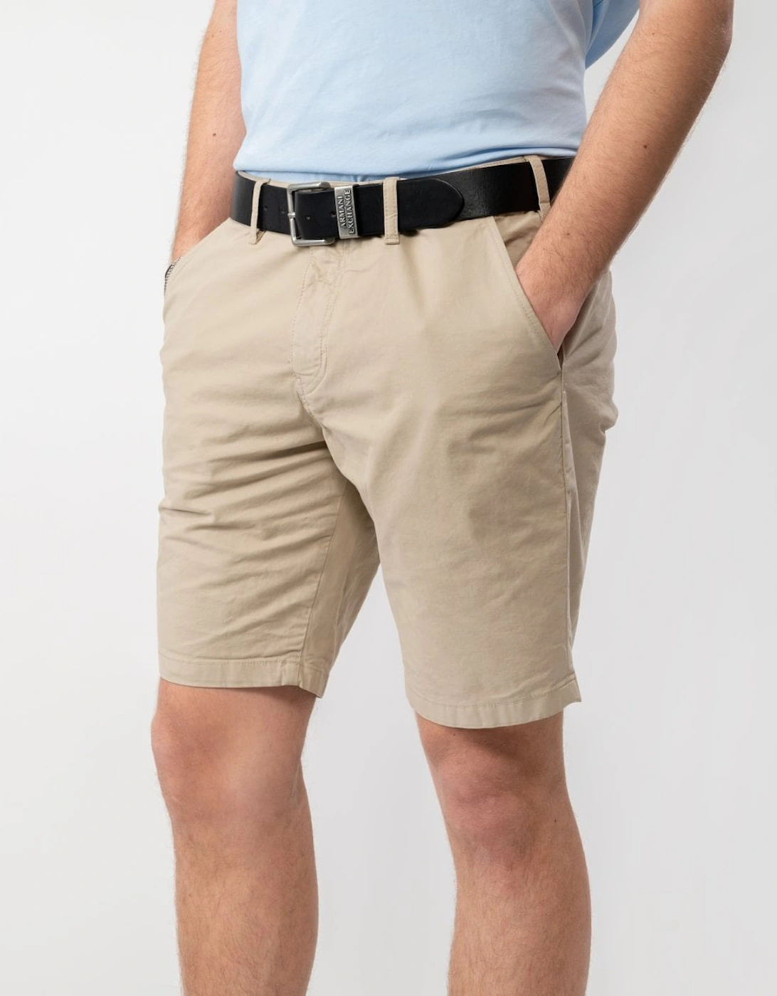 Mens Cotton-Twill Broad Stripe Zebra Logo Chino Shorts