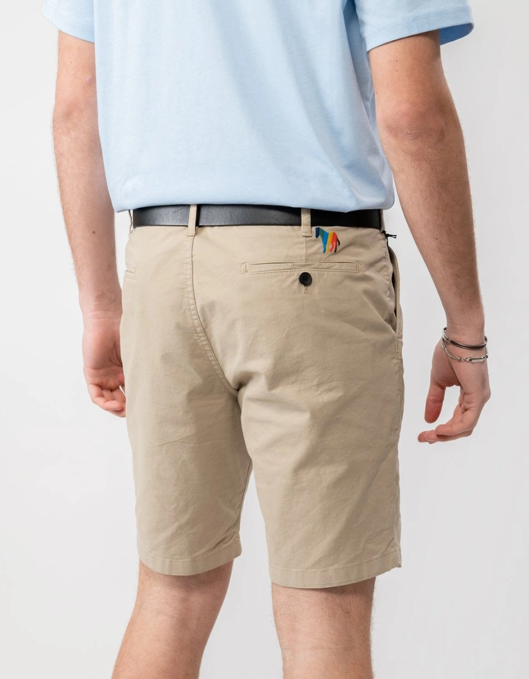 Mens Cotton-Twill Broad Stripe Zebra Logo Chino Shorts