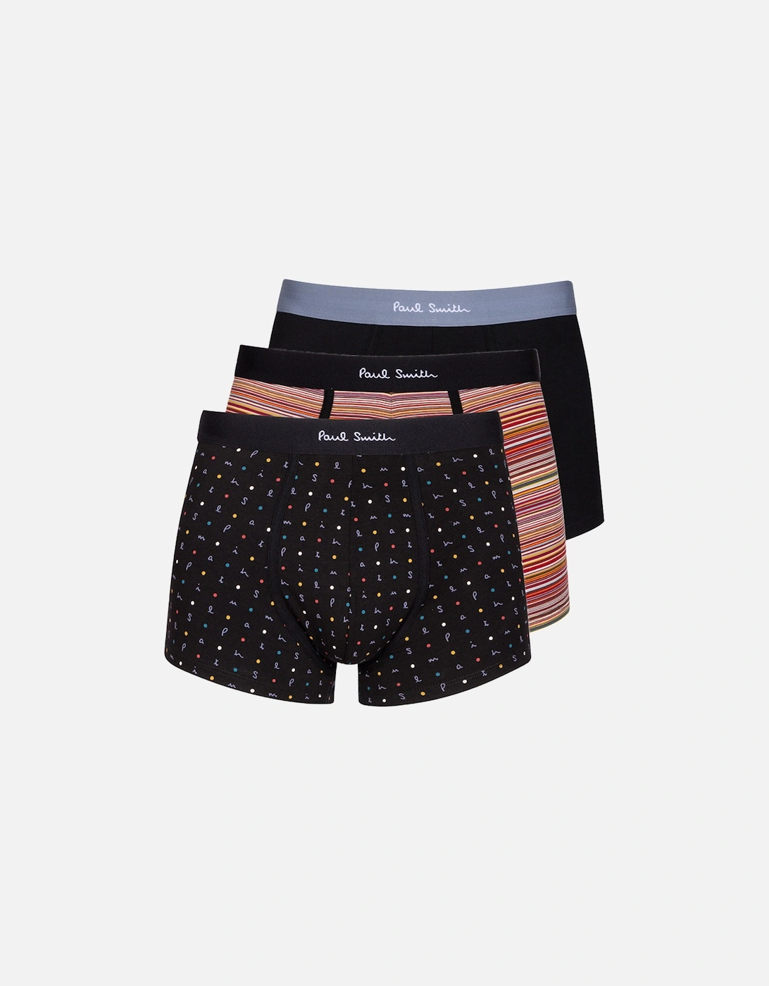 3-Pack Stripes & Letters Boxer Trunks, Black/Multi, 5 of 4