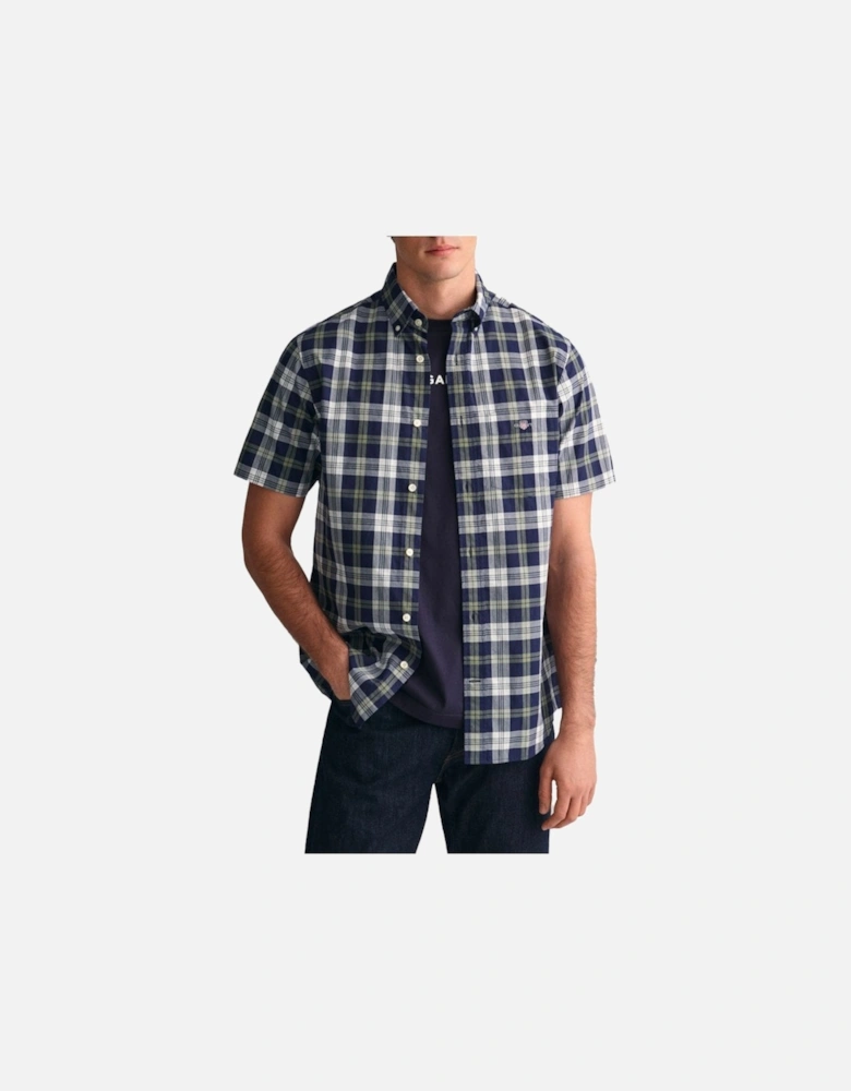 Regular Poplin Check Ss Shirt Classic Blue