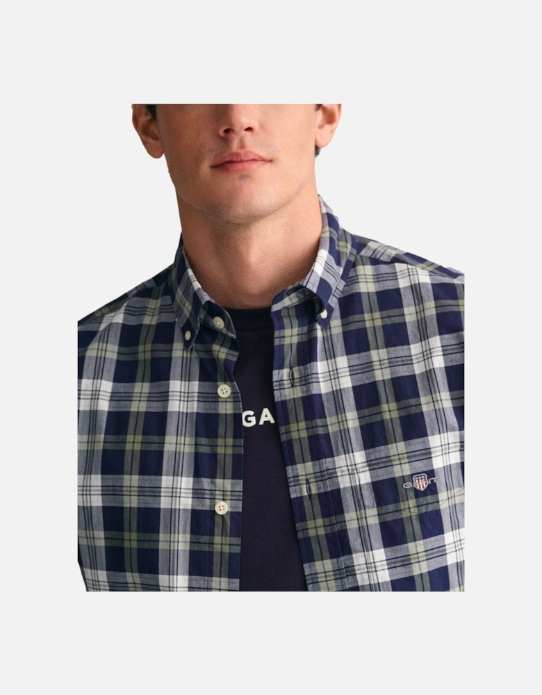 Regular Poplin Check Ss Shirt Classic Blue