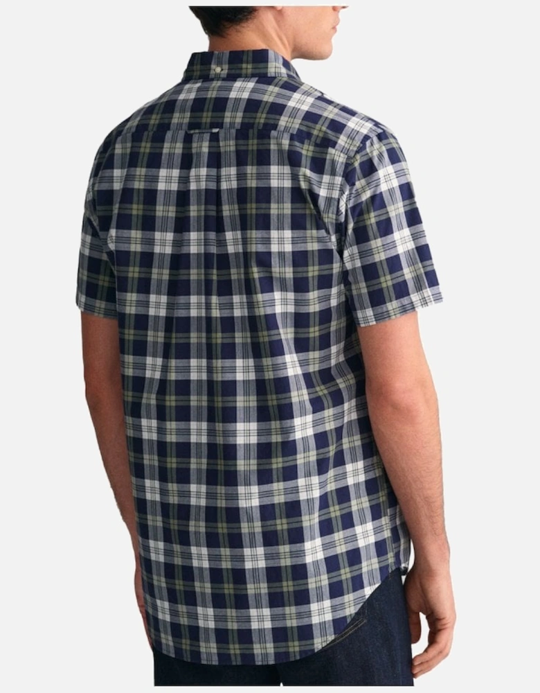 Regular Poplin Check Ss Shirt Classic Blue