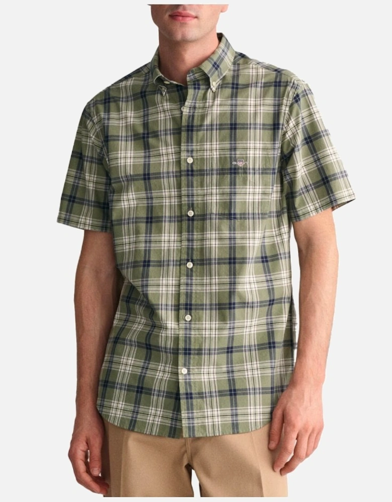 Regular Poplin Check Short Sleeve Shirt Dry Green