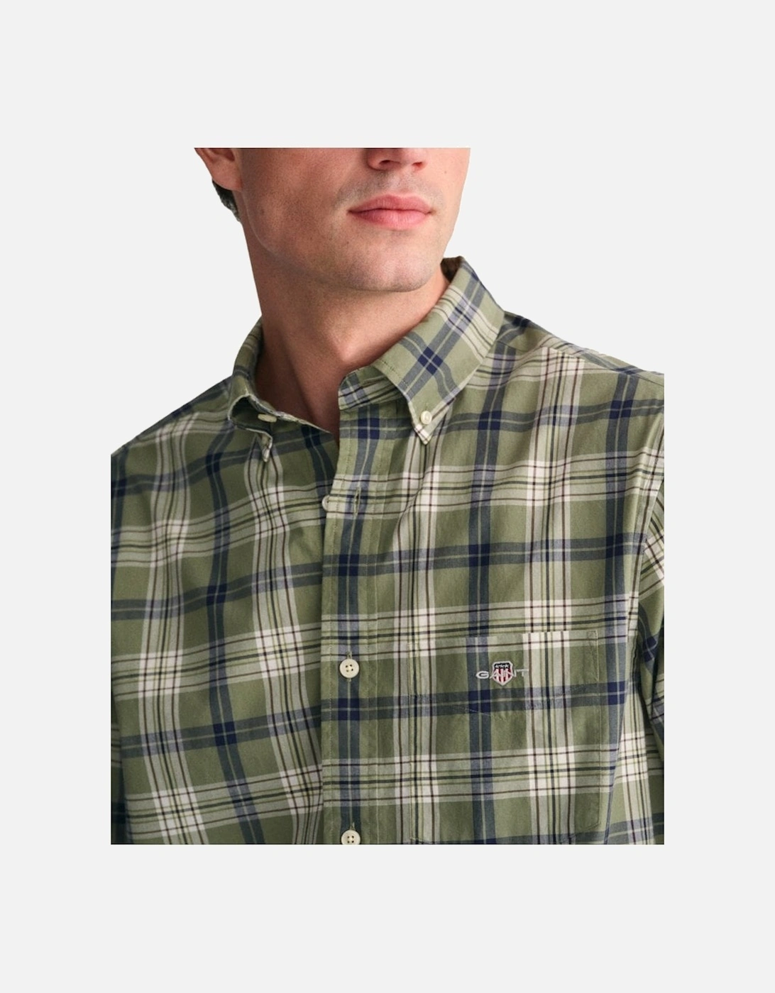 Regular Poplin Check Short Sleeve Shirt Dry Green