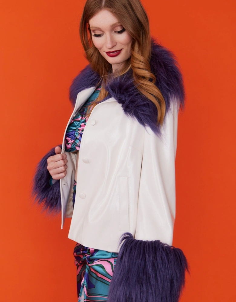 Faux Leather Mongolian Jacket