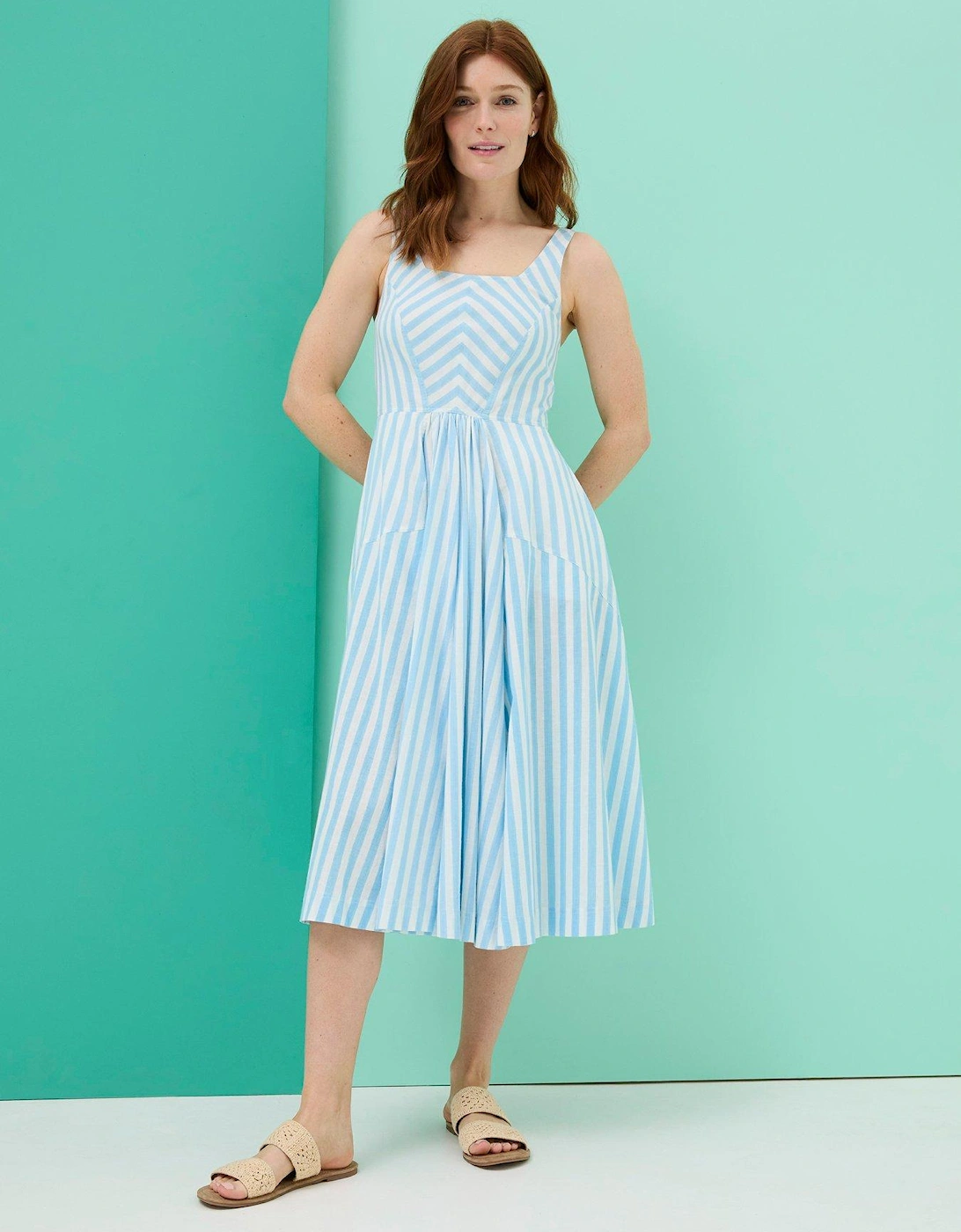 Maria Jude Stripe Midi Summer Dress - Blue, 6 of 5