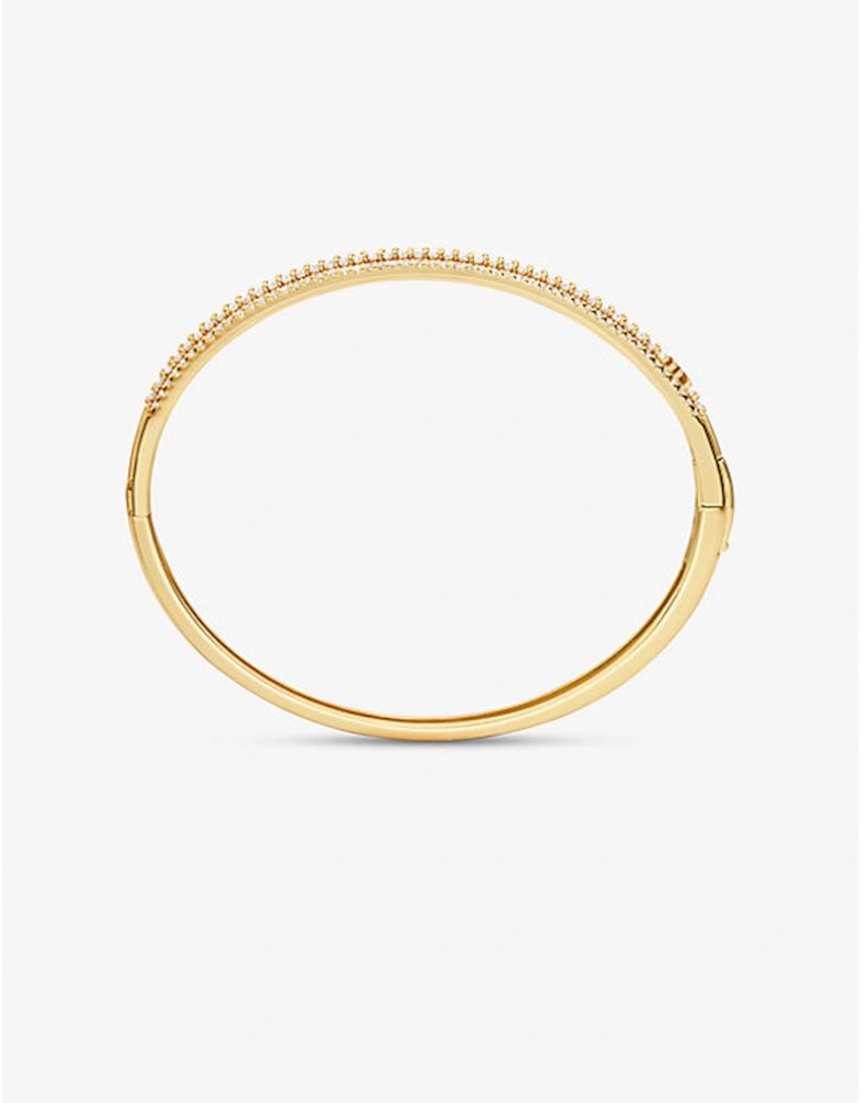 Precious Metal-Plated Sterling Silver Pavé Bangle