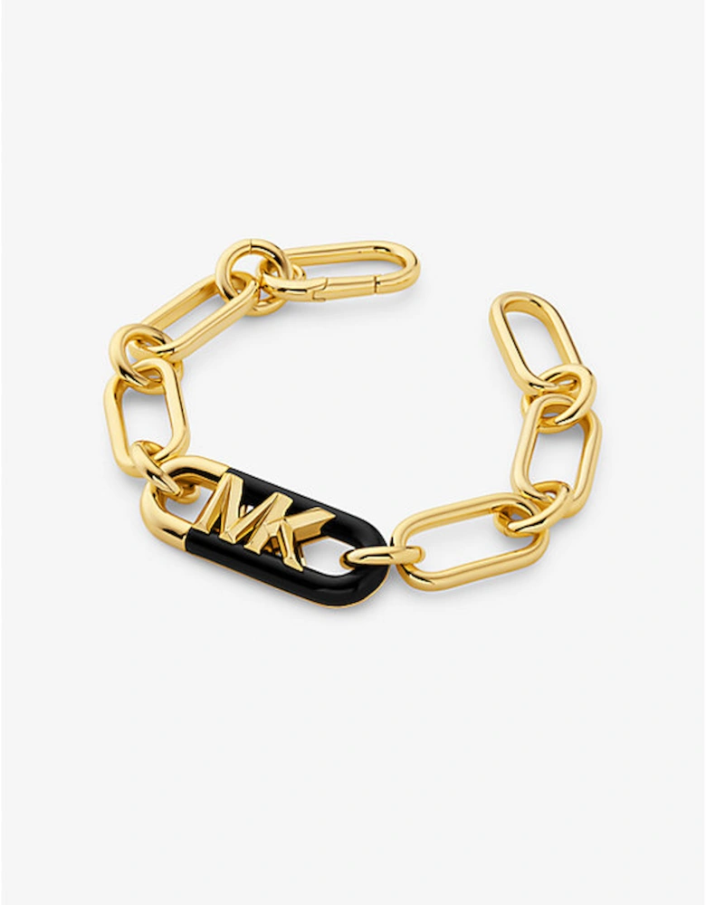 Precious Metal-Plated Brass and Acetate Empire Logo Bracelet