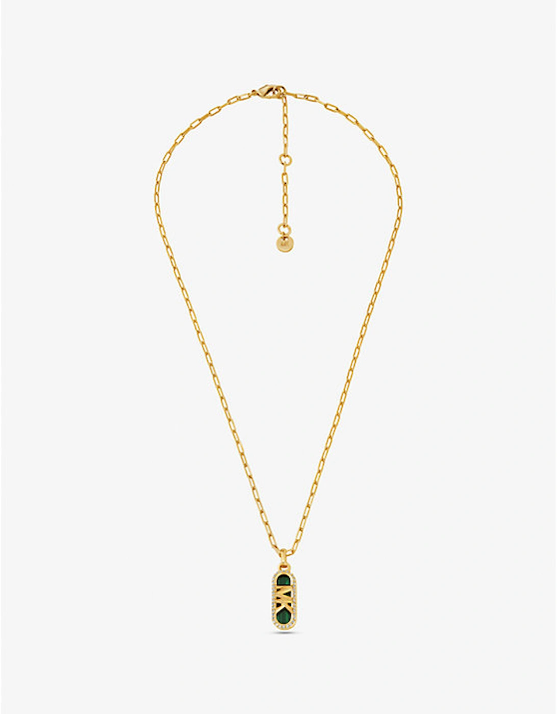 Precious Metal-Plated Brass and Acetate Pavé Empire Logo Necklace
