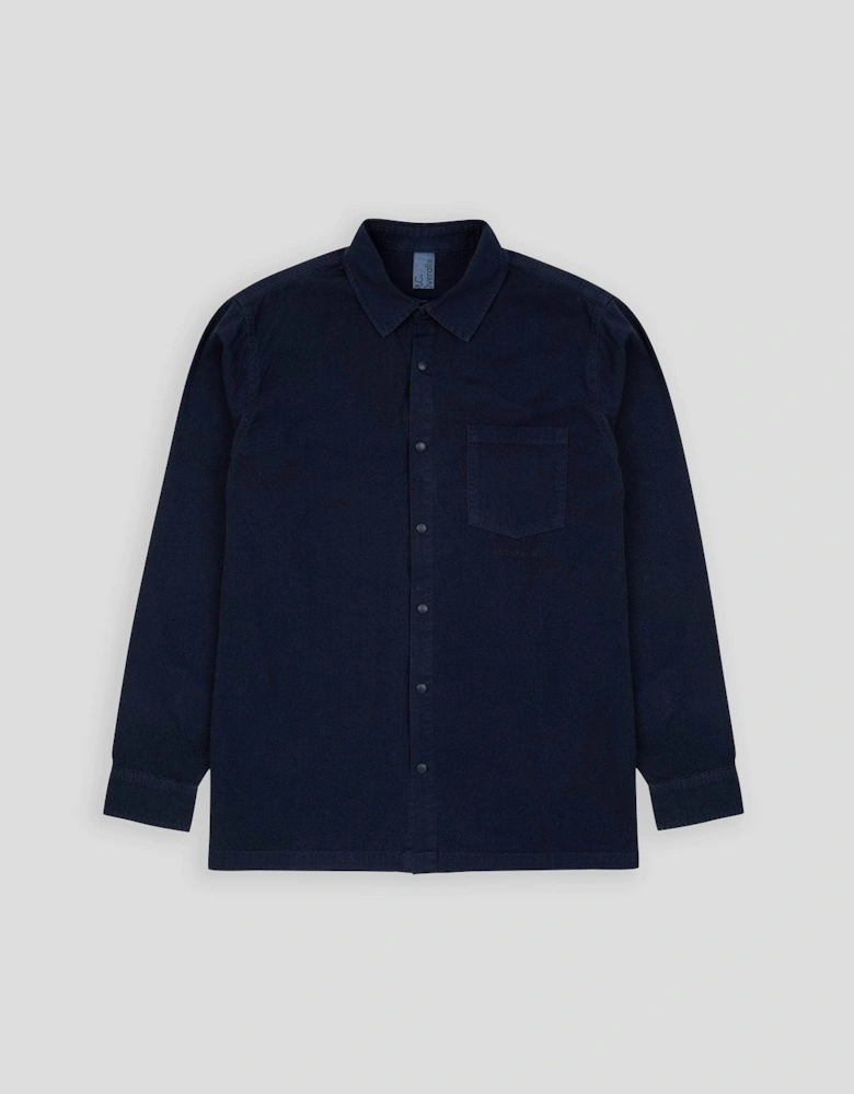 Lightweight Relaxed Snap Button Shirt Navy