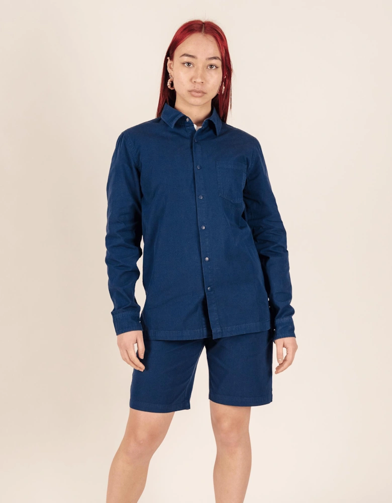 Lightweight Relaxed Snap Button Shirt Navy