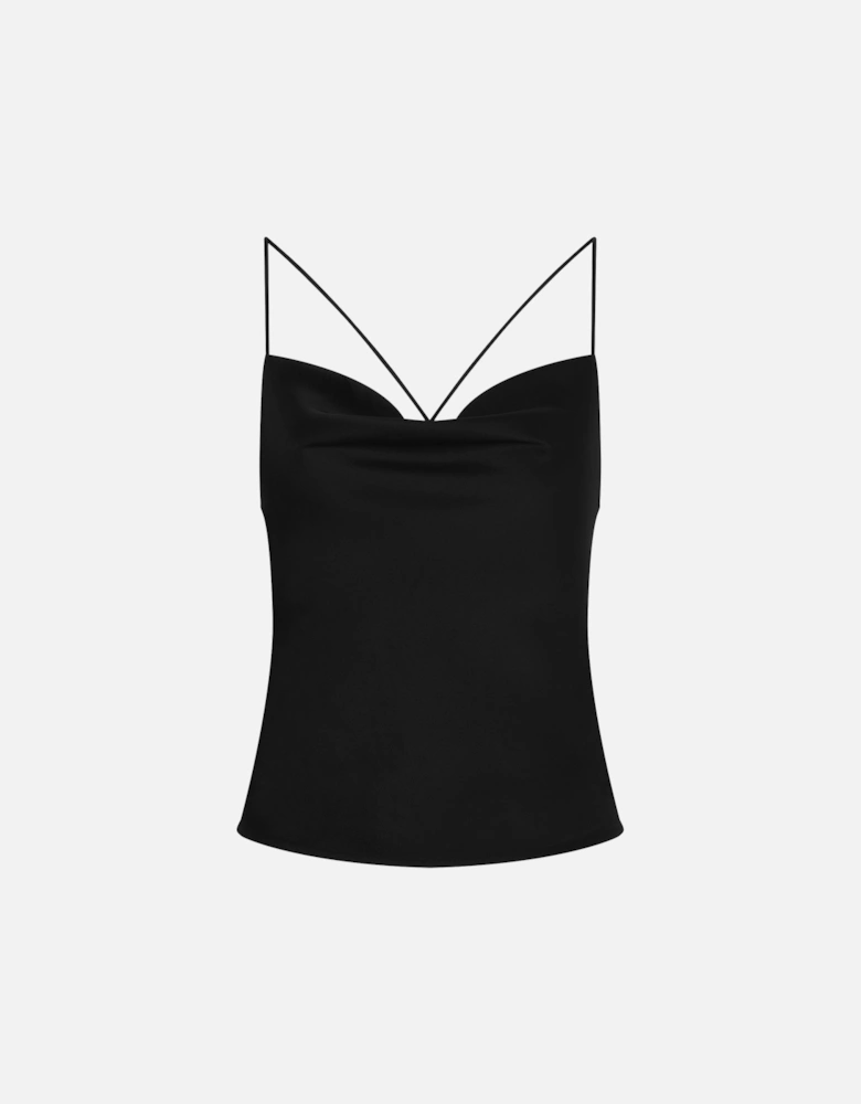 Lila Longline Cami Top in Black