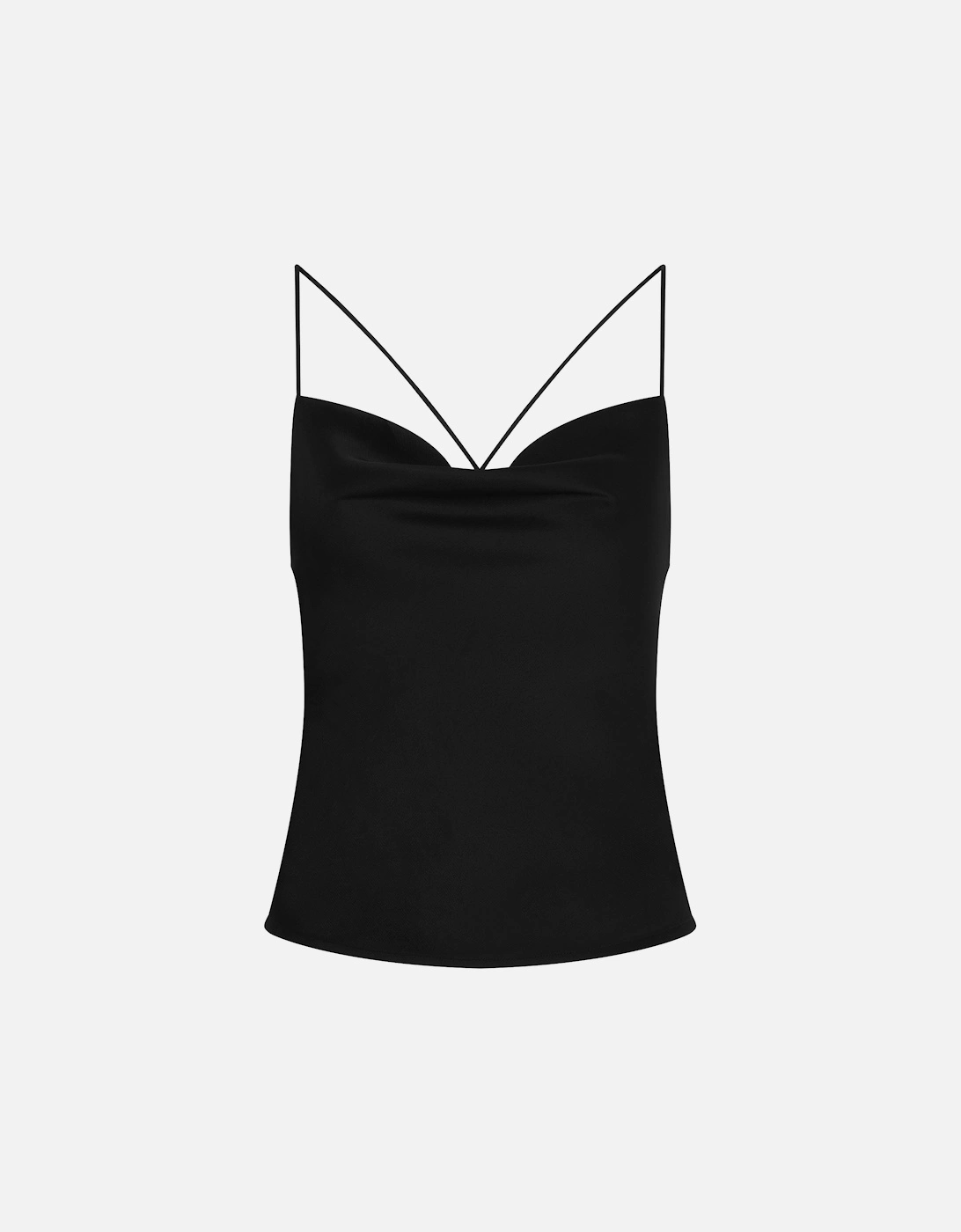 Lila Longline Cami Top in Black