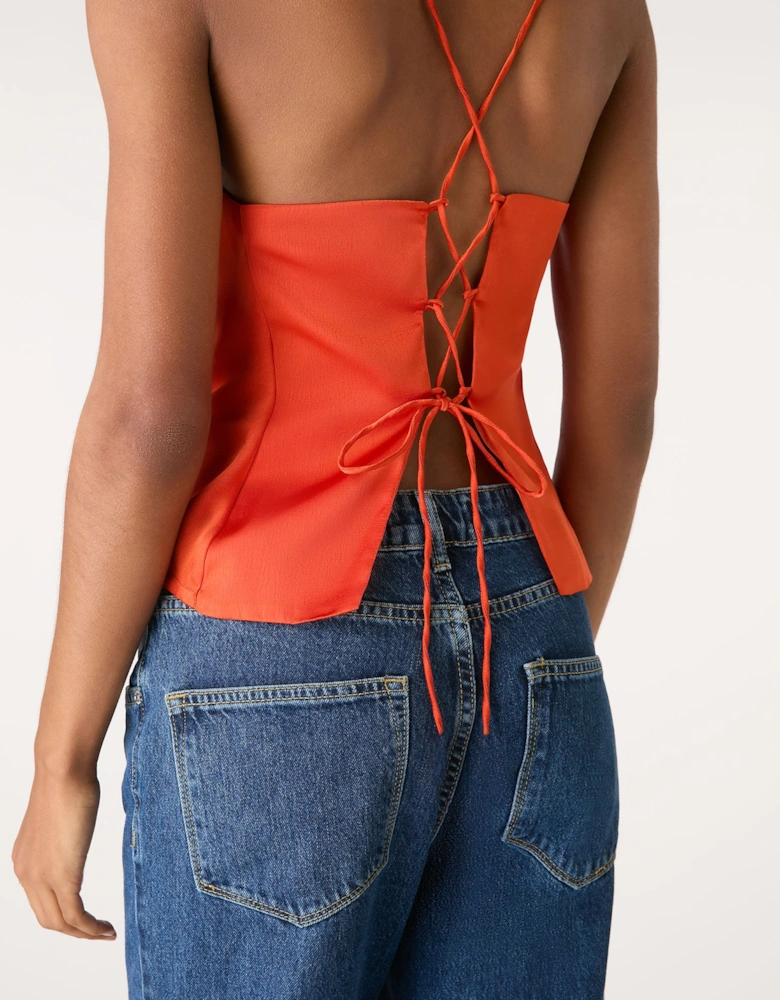 Lila Longline Cami Top in Brick Orange