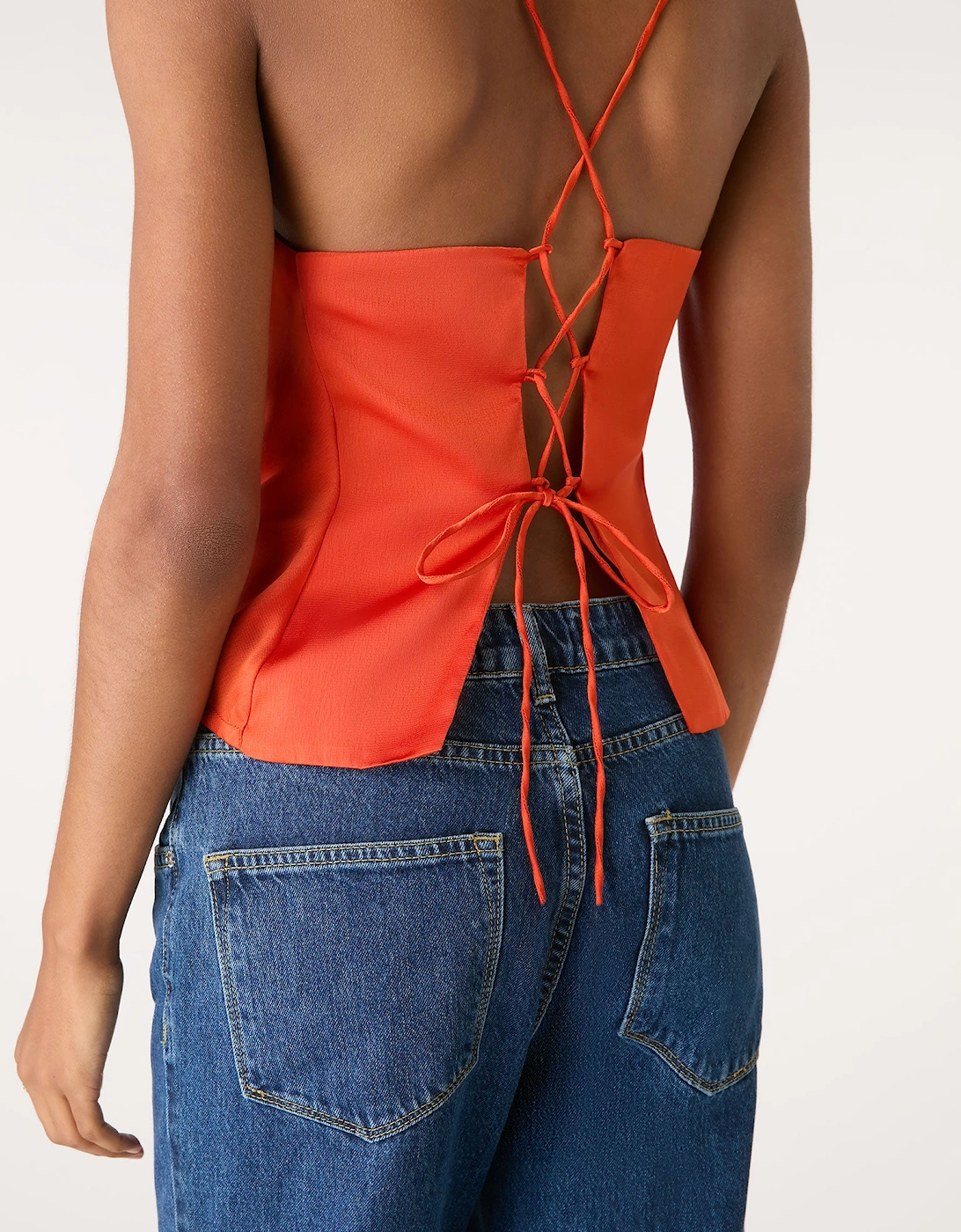 Lila Longline Cami Top in Brick Orange