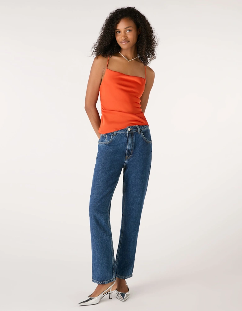 Lila Longline Cami Top in Brick Orange