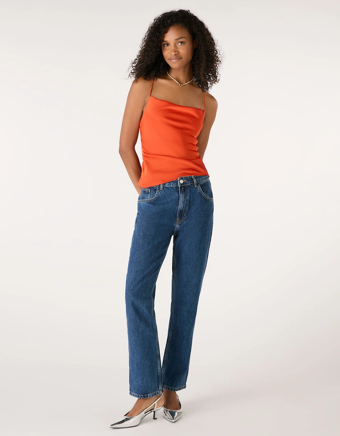 Lila Longline Cami Top in Brick Orange